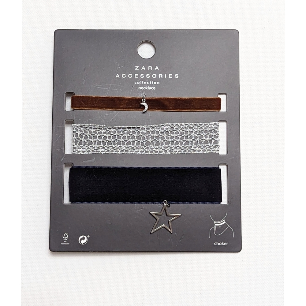 ZARA 3 Piece Set Choker Star And Moon Necklace